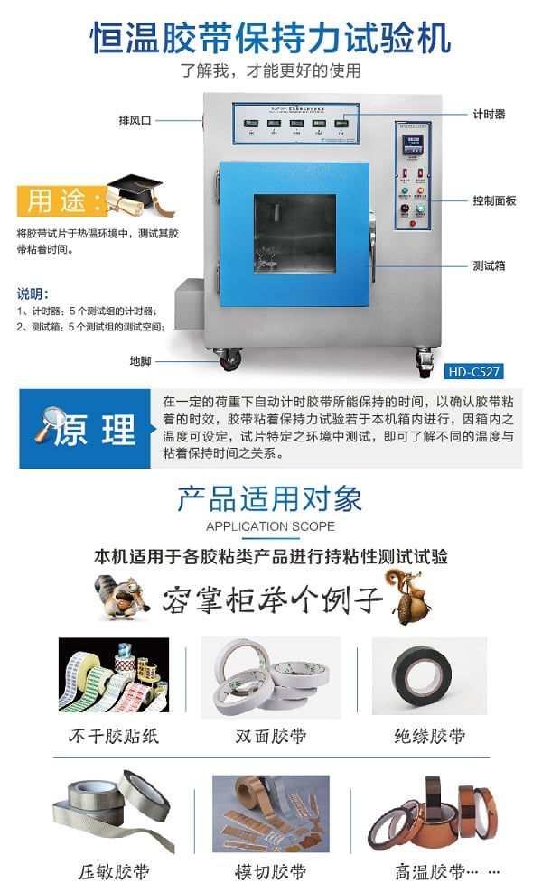 HD-C527恒溫膠帶保持力試驗(yàn)機(jī)(5組）-02